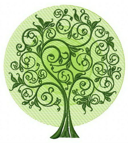 Green tree 4 machine embroidery design