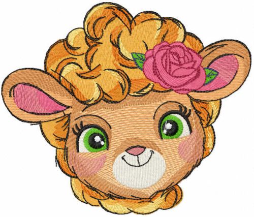 Red smiling sheep embroidery design