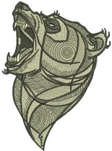 Bear roars embroidery design