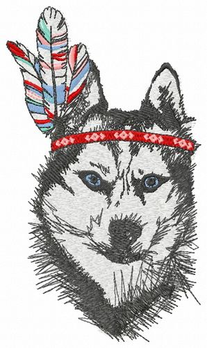 Indian wolf 2 machine embroidery design