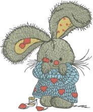 Bunny in love embroidery design