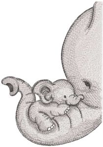 Elephant mother and baby embroidery design