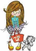 Shopping with poodle embroidery design