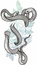 Snakes in jungle embroidery design