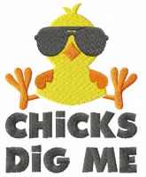 Kostenloses Stickdesign „Chicks dig me“.