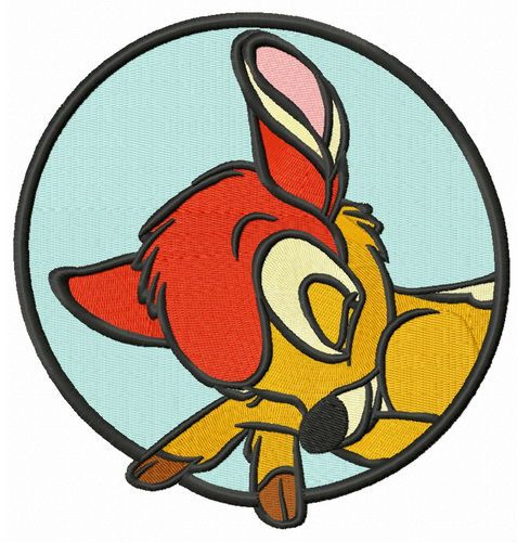 Sleeping Bambi badge machine embroidery design