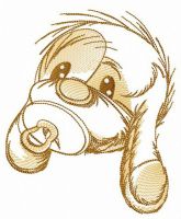 Shy puppy embroidery design