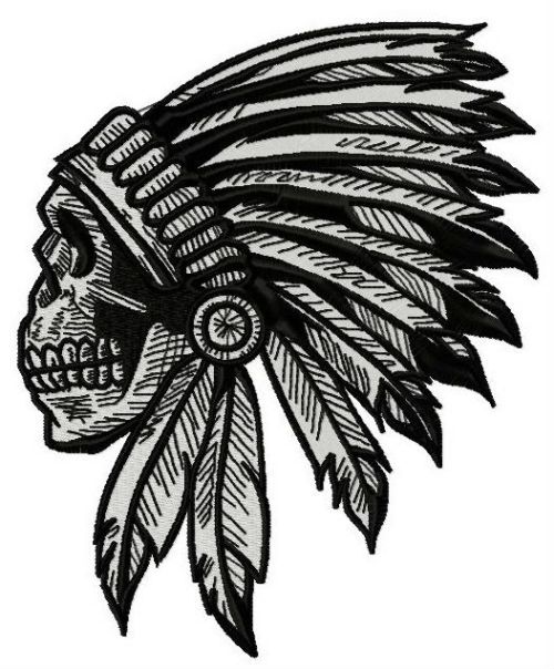 Indian skull machine embroidery design