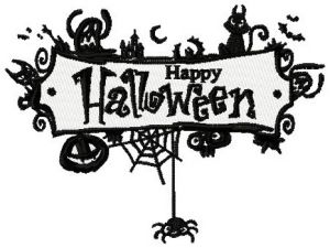 Happy Halloween sign embroidery design