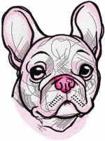 White french bulldog embroidery design