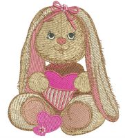 Cute bunny with valentine card embroidery design
