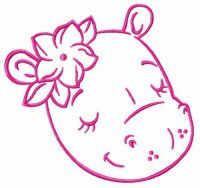 Sleeping hippo embroidery design
