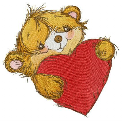 Bear is ready for Valentine's Day machine embroidery design