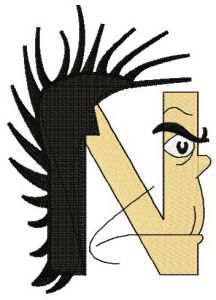 Dr. Seuss alphabet letter N embroidery design