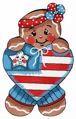 American gingerbread machine embroidery design