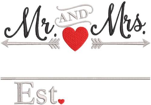MR and MRS arrows wedding est embroidery design