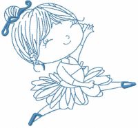 Ballerina flying in dance embroidery design