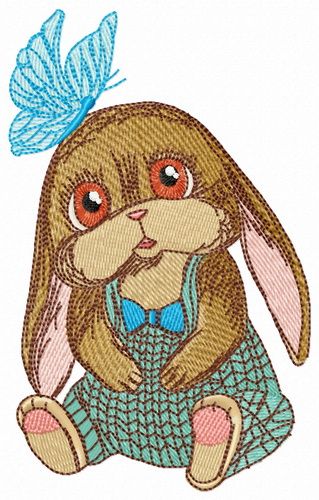 Bunny in romper machine embroidery design