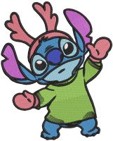 Stitch in a sweater with horns embroidery design