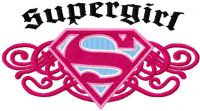 Supergirl vintage logo embroidery design