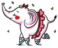 Elephant the ballerina embroidery design