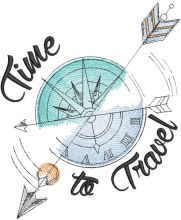 Time to travel compass clock  embroidery design