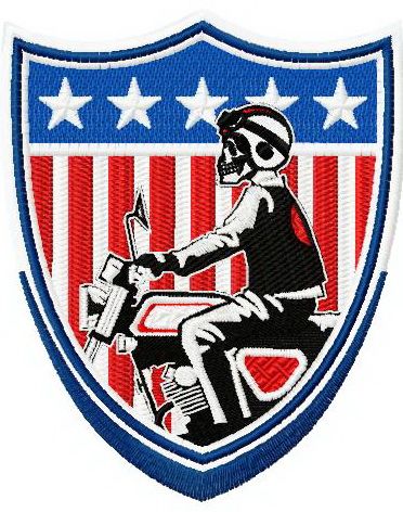 American biker badge machine embroidery design