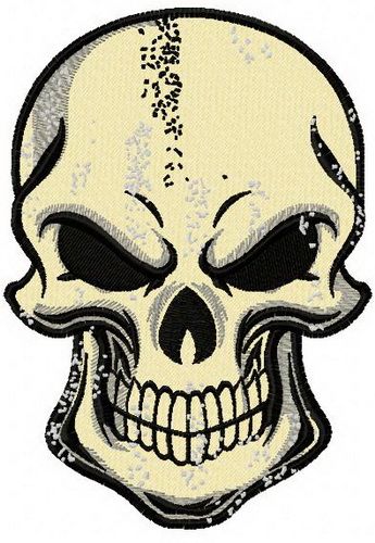 Smiling skull machine embroidery design