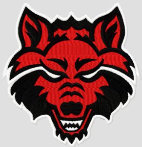 Arkansas State Red Wolves college logo embroidery design