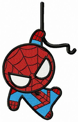 Spiderman hangs on rope machine embroidery design