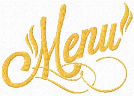 Menu free machine embroidery design