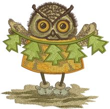 Owl with paper garland embroidery design