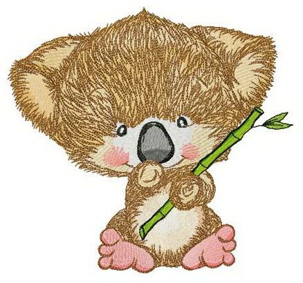 Koala with bamboo machine embroidery design