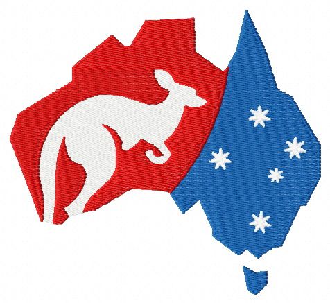 Australian kangaroo machine embroidery design
