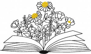 Diseño de bordado de libro floral