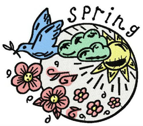Spring machine embroidery design