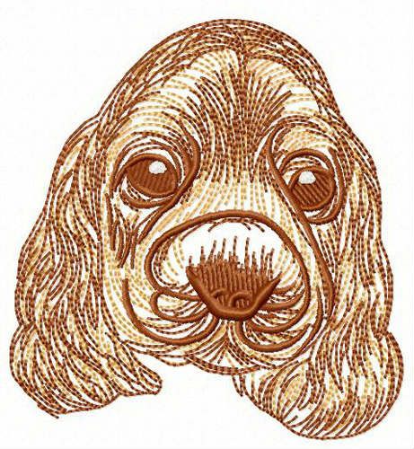 Fluffy dog's muzzle machine embroidery design