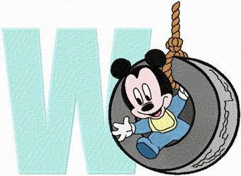 Mickey Mouse W Wheel machine embroidery design