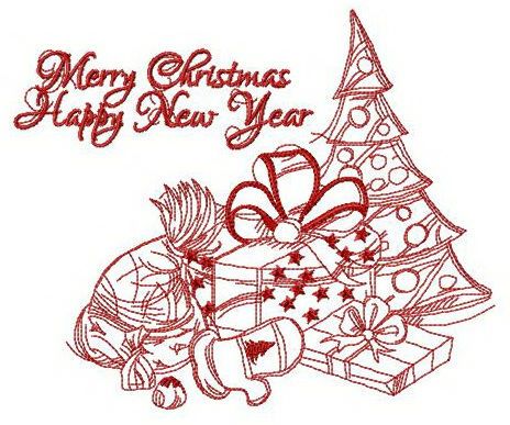 Happy New Year composition machine embroidery design
