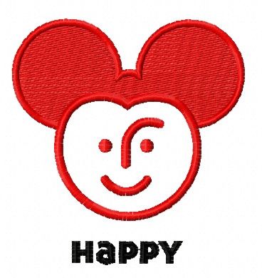 Happy Mickey machine embroidery design
