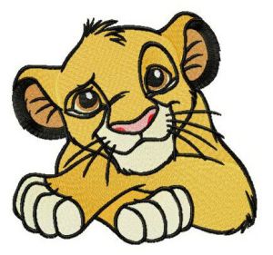 Pensive Simba embroidery design