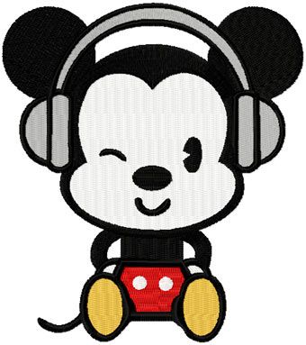 Mickey likes Music machine embroidery design