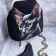 woman bag Sphynx cat black background embroidery design