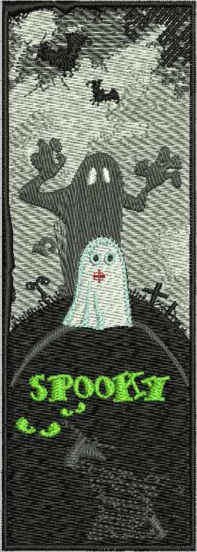 Spooky bookmark machine embroidery design