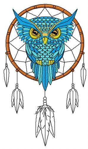 Owl dreamcatcher 3 machine embroidery design