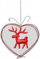 Christmas heart with deer free machine embroidery design