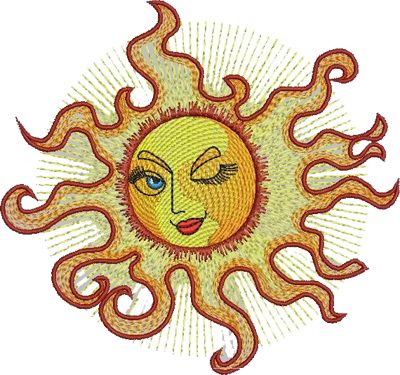 Sun free machine embroidery design