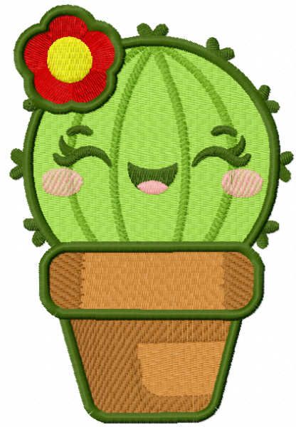 Cactus in Flower Pot embroidery design
