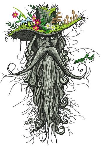 Root man machine embroidery design