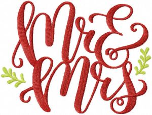 Mr and mrs embroidery design